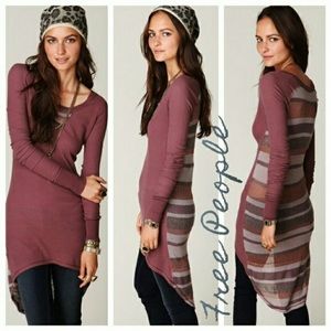 Free People Eco Thermal Raglan Tunic Knit Maroon